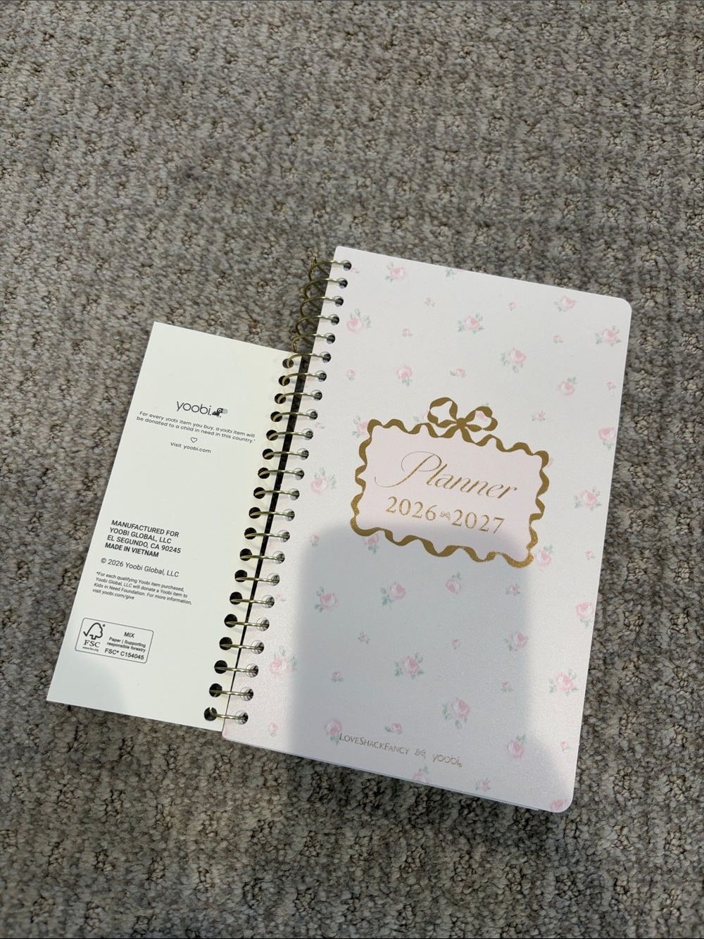 Target Love Shack Fancy Yoobi Pink Floral S Planner 2026-2027 with Gold Accents